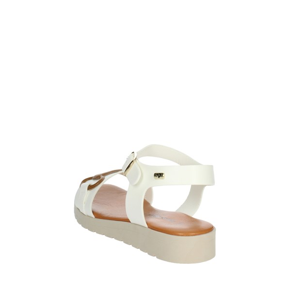 Valleverde Shoes Flat Sandals White/Brown leather 24110