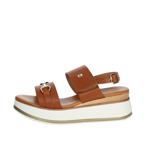 Valleverde Shoes Platform Sandals Brown leather 24312