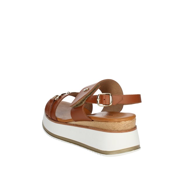 Valleverde Shoes Platform Sandals Brown leather 24312