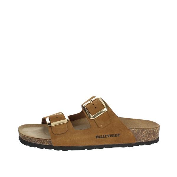 Valleverde Shoes Flat Slippers Brown leather VG800QC