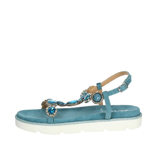Keys Shoes Flat Sandals Aquamarine K-8121