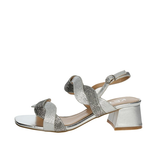 Keys Shoes Heeled Sandals Silver K-7906