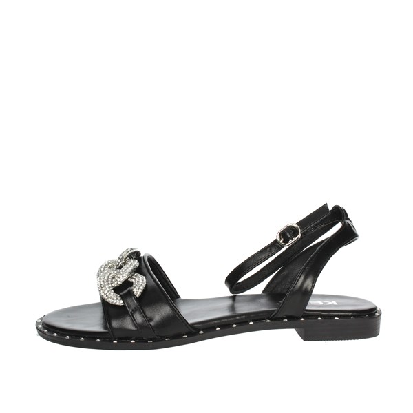 Keys Shoes Flat Sandals Black K-8181