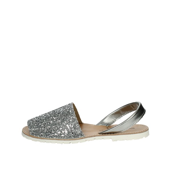 Evoca Shoes Flat Sandals Silver EC412