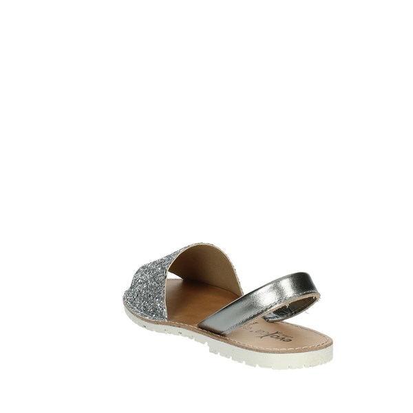 Evoca Shoes Flat Sandals Silver EC412