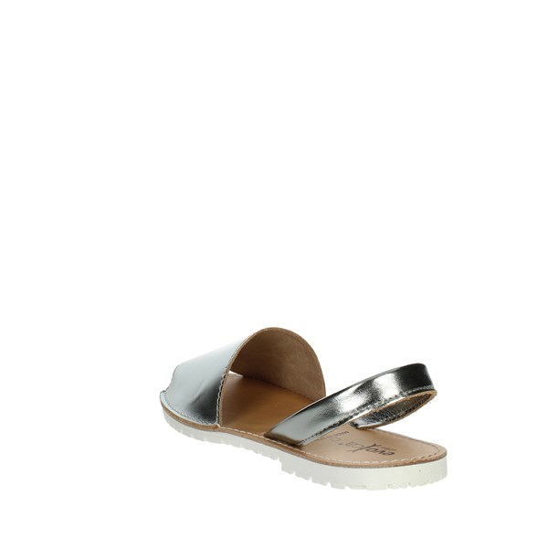 Evoca Shoes Flat Sandals Silver EC415