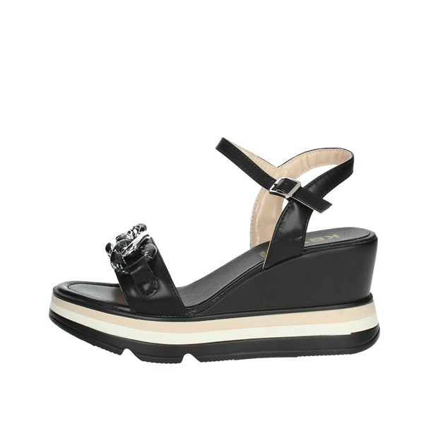 Keys Shoes Platform Sandals Black K-8131