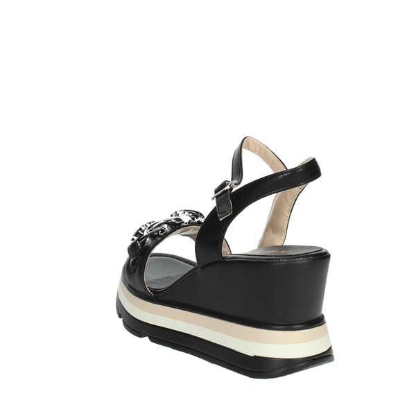 Keys Shoes Platform Sandals Black K-8131