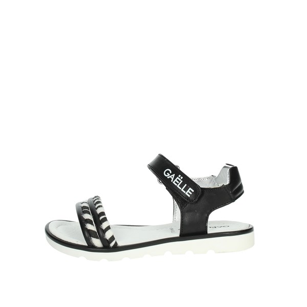 Gaelle Paris Shoes Flat Sandals Black/White G-1862