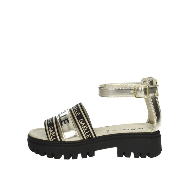 Gaelle Paris Shoes Flat Sandals Black/Gold G-1893