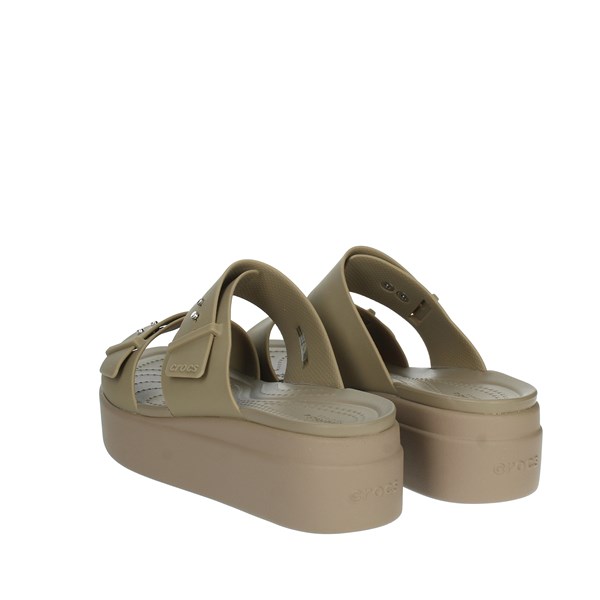 Crocs Shoes Platform Slippers Brown Taupe 207431-260
