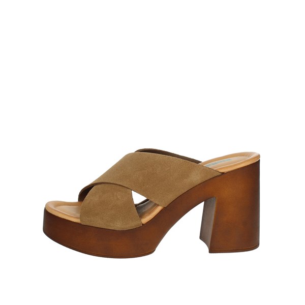 Bionatura Shoes Heeled Slippers Brown leather 87A2133-SCACOG