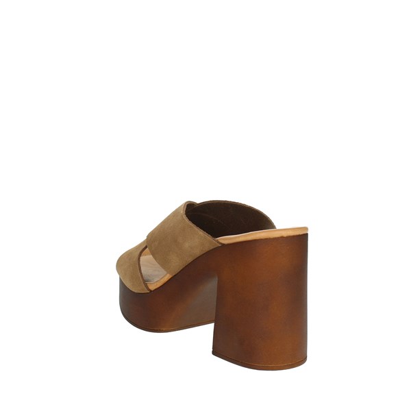Bionatura Shoes Heeled Slippers Brown leather 87A2133-SCACOG