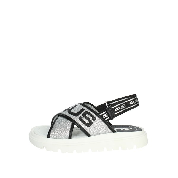 4us Paciotti Shoes Flat Sandals Silver 42401