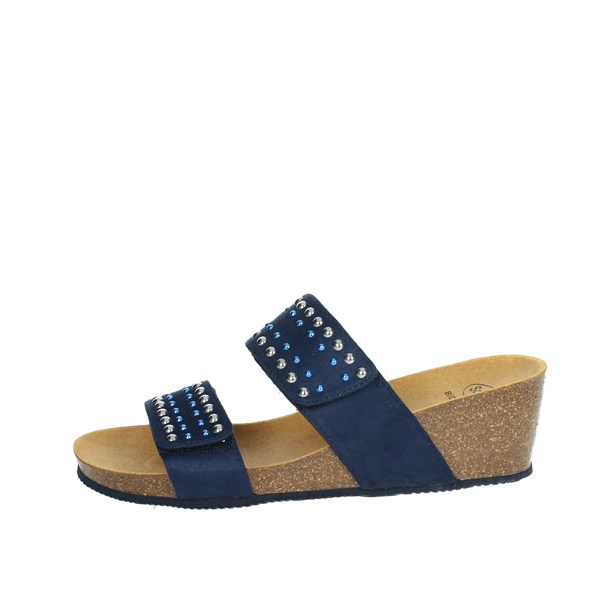 Scholl Shoes Platform Slippers Blue MICHELLE 2 STRAPS