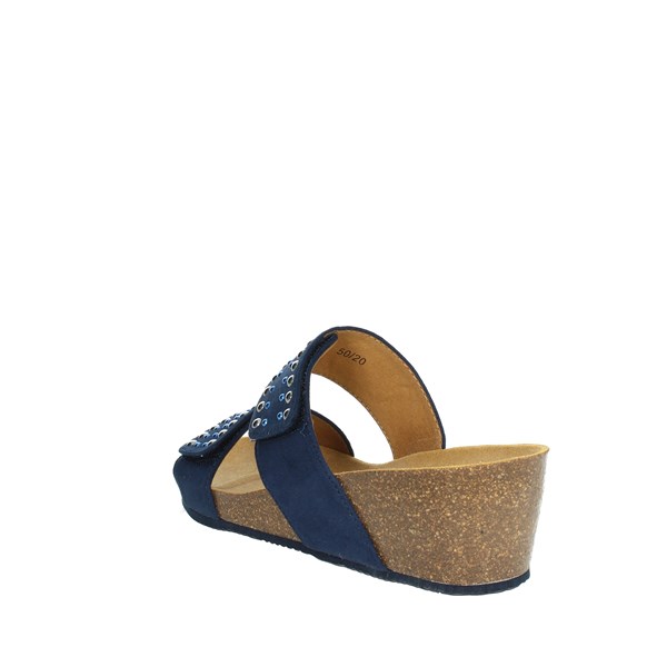 Scholl Shoes Platform Slippers Blue MICHELLE 2 STRAPS