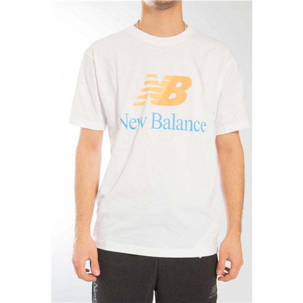 New Balance Clothing T-shirt White/Sky blue MT21529WT